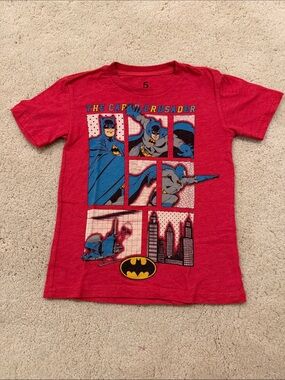 Kids Batman Red Kids T-Shirt Costume Graphic Tee, size 5